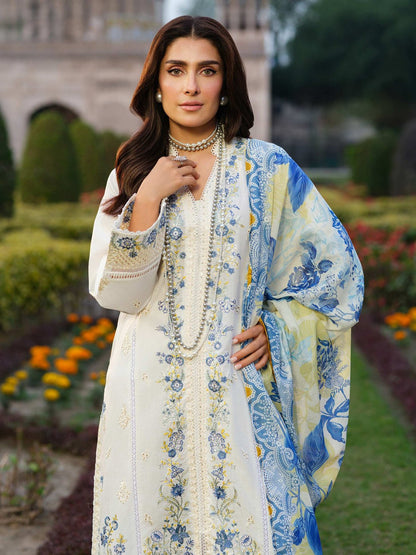 Dhanak-3PC Embroidered Shirt with Digital Printed Wool Shawl -3347 - QQ