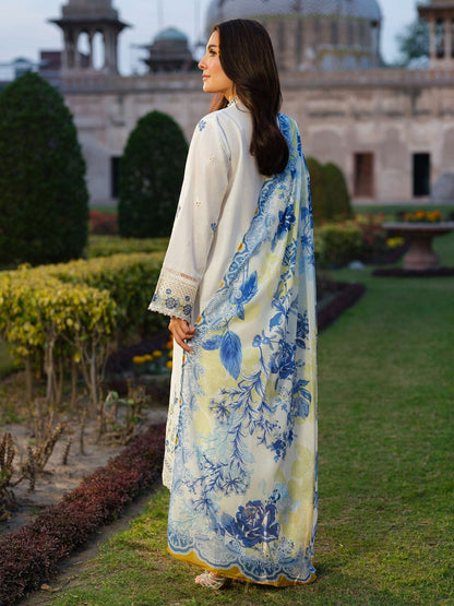 Dhanak-3PC Embroidered Shirt with Digital Printed Wool Shawl -3347 - QQ