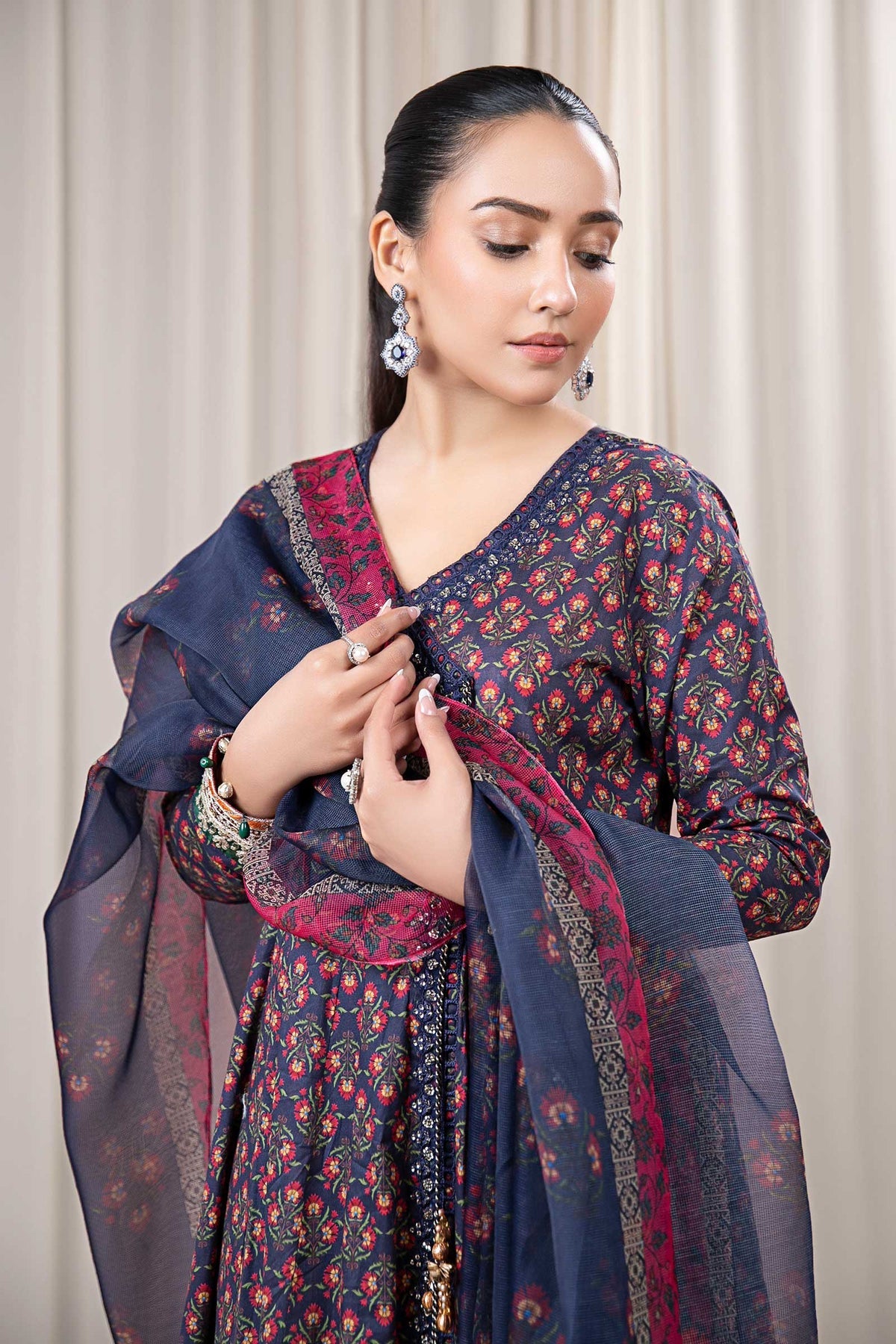 BAROQUE 3PCS KARANDI ALL OVER PRINTED SUIT D-287 BLUE