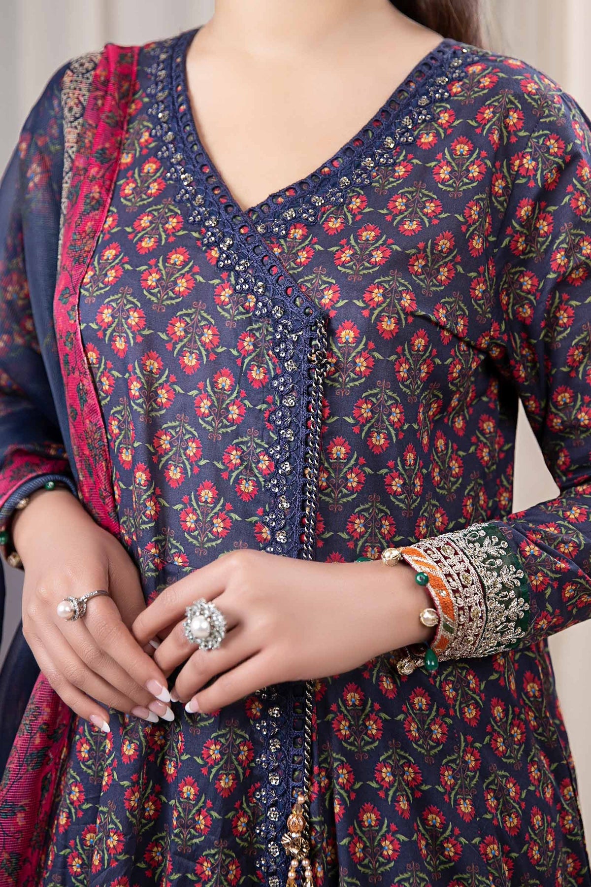 BAROQUE 3PCS KARANDI ALL OVER PRINTED SUIT D-287 BLUE