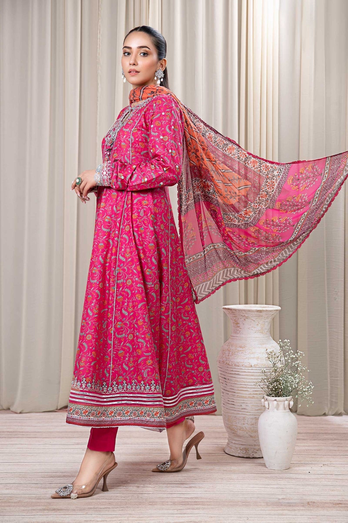BAROQUE 3PCS KARANDI ALL OVER PRINTED SUIT D-287 RED