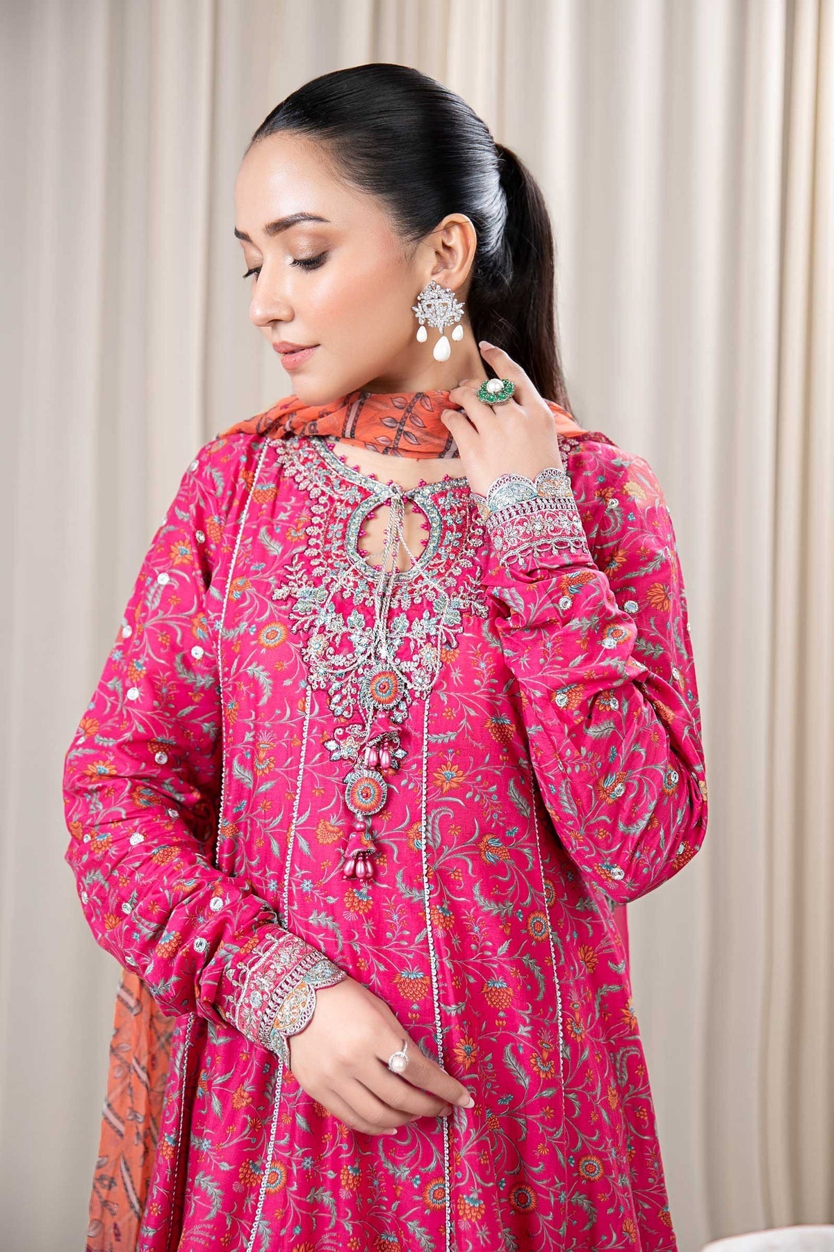 BAROQUE 3PCS KARANDI ALL OVER PRINTED SUIT D-287 RED