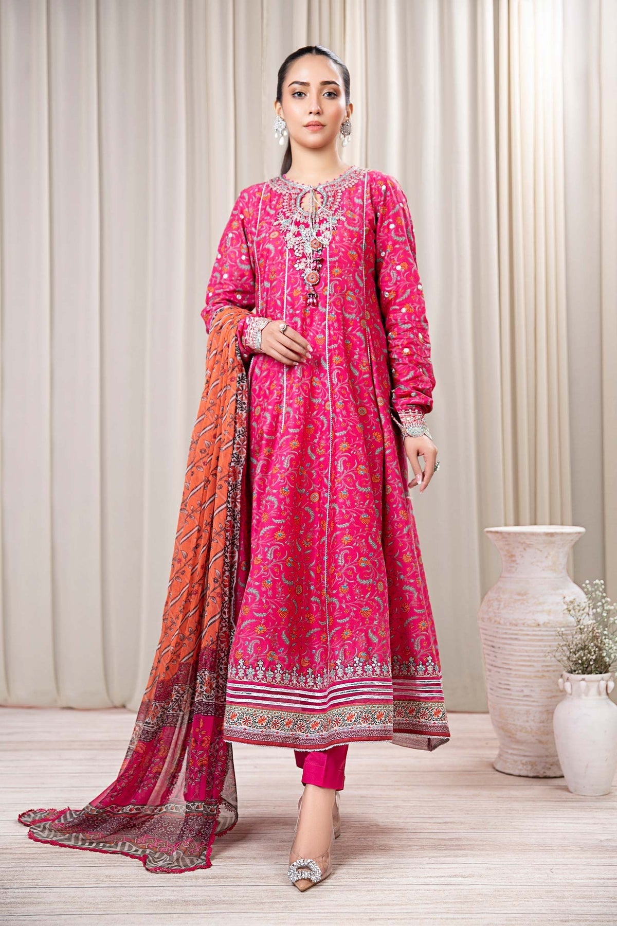 BAROQUE 3PCS KARANDI ALL OVER PRINTED SUIT D-287 RED