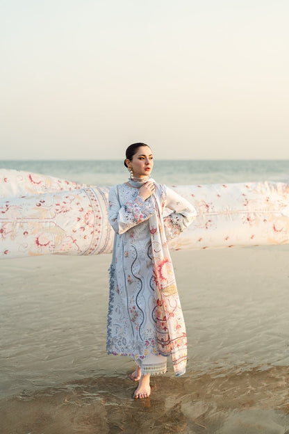 Lawn-3PC Embroidered Shirt with Digital Printed Jacquard Dupatta-1381 - QQ