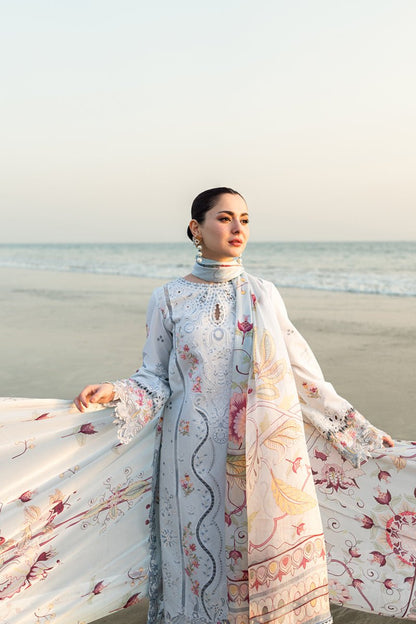 Lawn-3PC Embroidered Shirt with Digital Printed Jacquard Dupatta-1381 - QQ