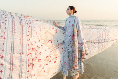 Lawn-3PC Embroidered Shirt with Digital Printed Jacquard Dupatta-1381 - QQ