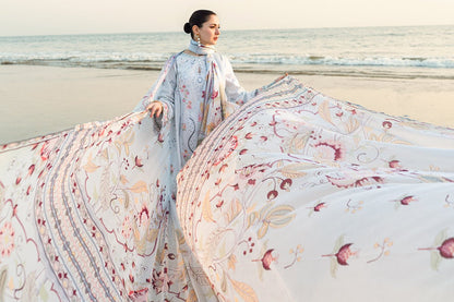 Lawn-3PC Embroidered Shirt with Digital Printed Jacquard Dupatta-1381 - QQ