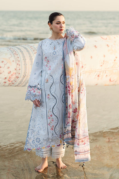 Lawn-3PC Embroidered Shirt with Digital Printed Jacquard Dupatta-1381 - QQ