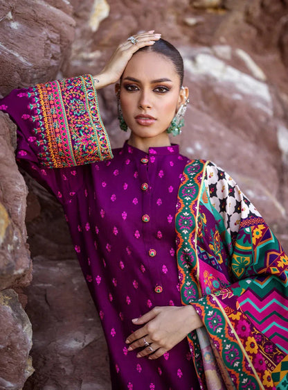 Zainab Chottani 3PC Dhanak Embroidered Shirt With Printed Dupatta-681 - QQ