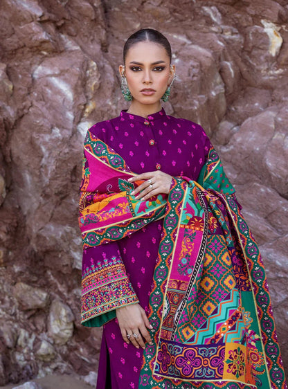 Zainab Chottani 3PC Dhanak Embroidered Shirt With Printed Dupatta-681 - QQ