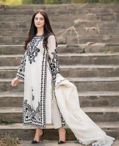 Jazmin Dhanak 3PC Embroidered With Dhanak Embroidered Shawl-105 - QQ