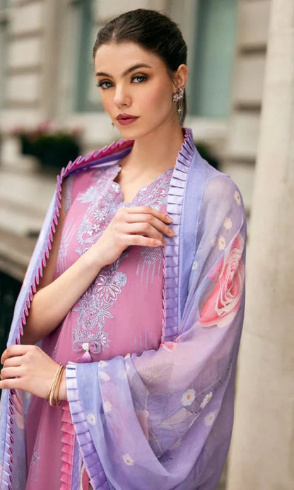Dhanak-3PC Embroidered Shirt with Digital Printed Wool Shawl - 662 - QQ