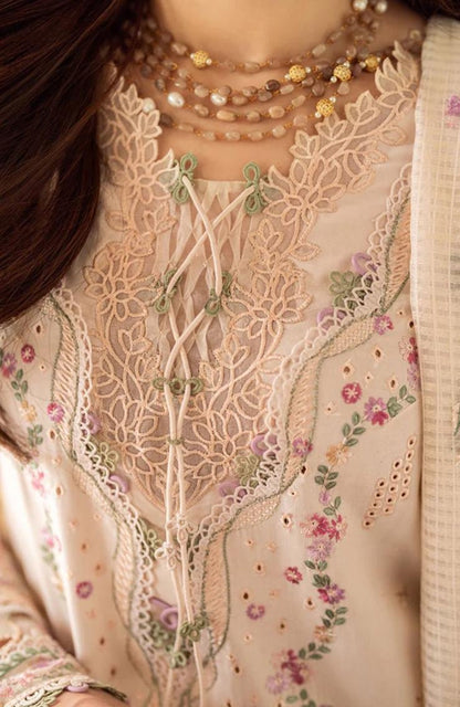 Lawn-3PC Embroidered Shirt with Organza Embroidered Dupatta-1379 - QQ