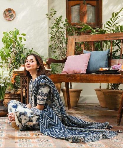 KHADDAR-3PC WITH KHADDAR PRINTED SHIRT & TROUSER-924 - QQ