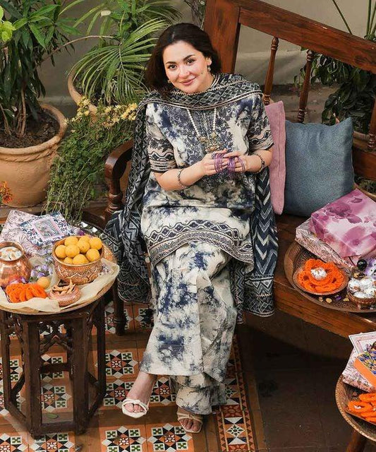 KHADDAR-3PC WITH KHADDAR PRINTED SHIRT & TROUSER-924 - QQ