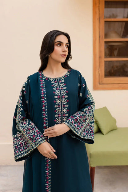 Dhanak-3PC Embroidered Shirt with Chiffon Embroidered Dupatta-3269 - QQ