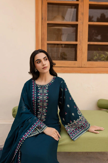 Dhanak-3PC Embroidered Shirt with Chiffon Embroidered Dupatta-3269 - QQ