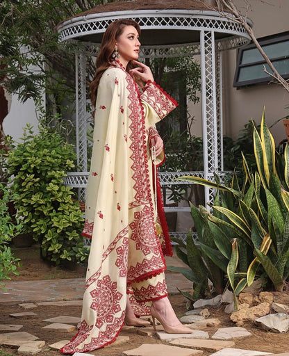Lawn-3PC Embroidered Shirt with Cotton Net Viscose Dupatta -5140 - QQ