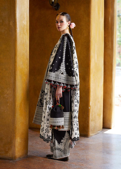 Lawn-3PC Embroidered Shirt with Organza Embroidered Dupatta-1372 - QQ