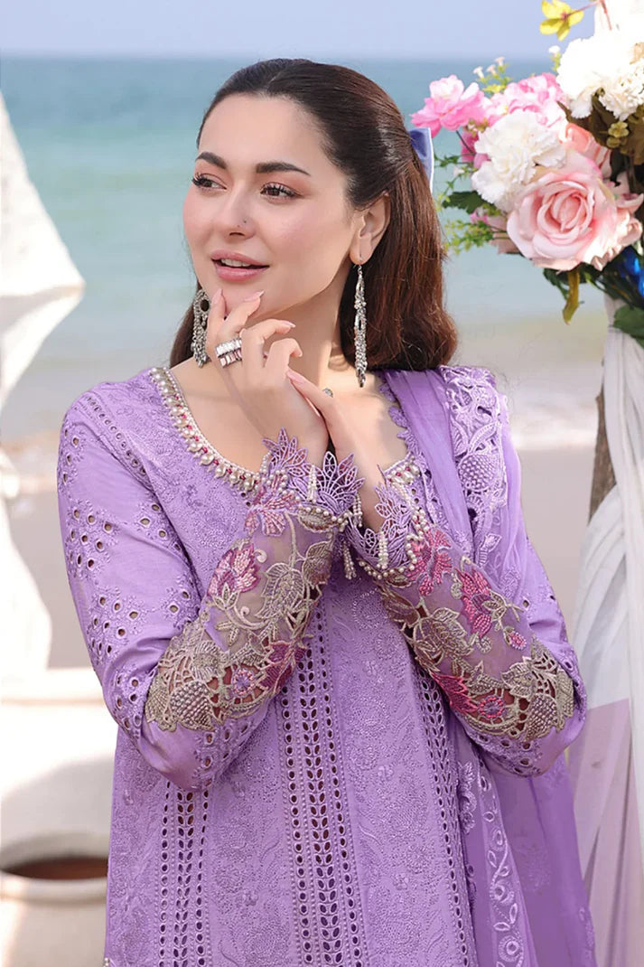 Dhanak -3PC Embroidered Shirt With Organza Embroidered Dupatta-3341