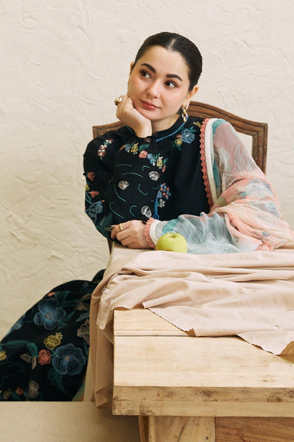 Lawn-3PC Embroidered Shirt with Digital Printed Jacquard Dupatta-1172 - QQ