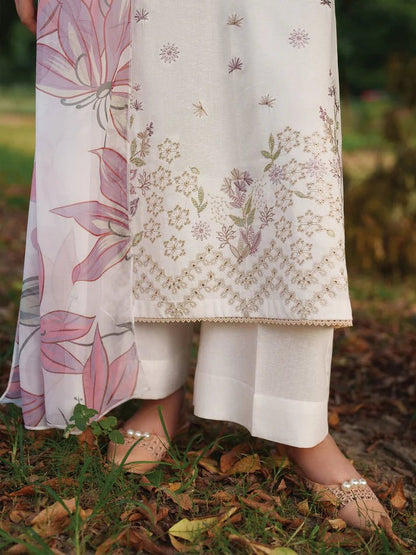 Lawn-3PC Embroidered With Digital Printed Jacquard Dupatta-5158 - QQ