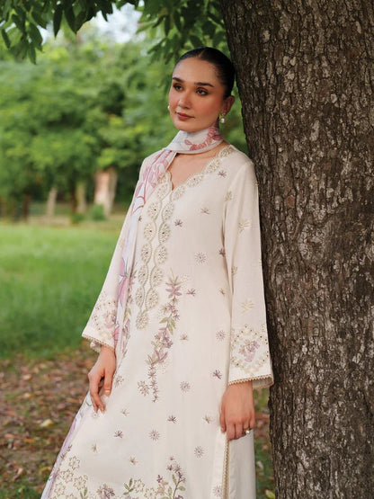Lawn-3PC Embroidered With Digital Printed Jacquard Dupatta-5158 - QQ
