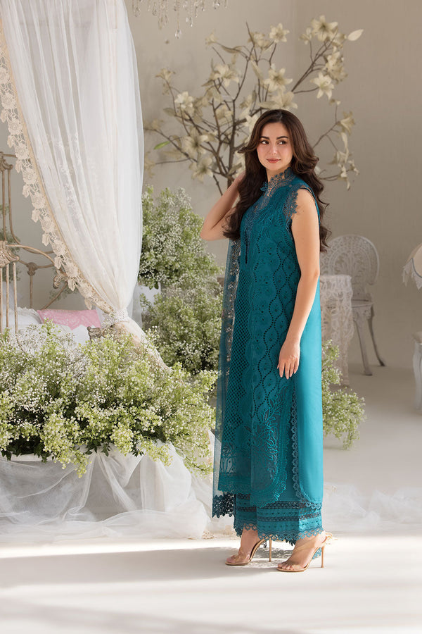 Dhanak-3PC Embroidered Shirt with Digital Printed Embroidered Dupatta-3359