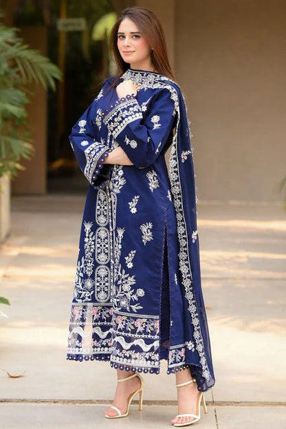 Lawn-3PC Embroidered Shirt with Chiffon Embroidered Dupatta-5061 - QQ
