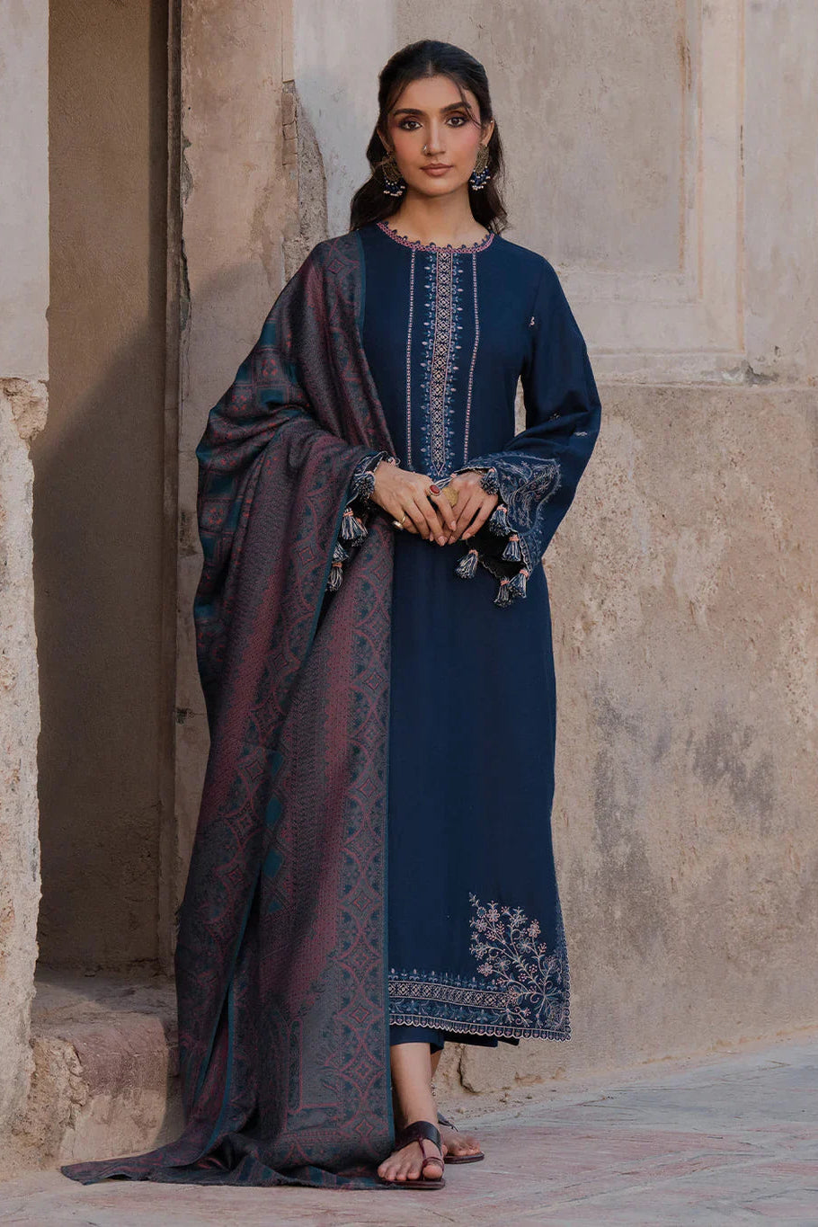 Lawn-3PC Embroidered Shirt With Digital Printed Jauqard Dupatta-5054
