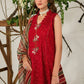 MUSHQ 3PC Chikankari Embroidered With Digital Printed Organza Dupatta-111