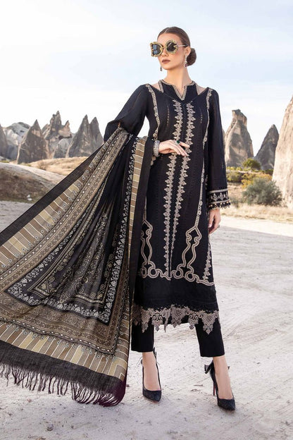 Dhanak-3PC Embroidered Shirt with Digital Printed Wool Shawl - 3426 - QQ