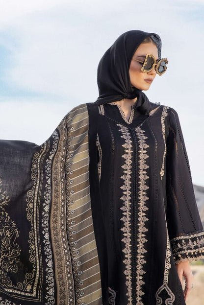 Dhanak-3PC Embroidered Shirt with Digital Printed Wool Shawl - 3426 - QQ