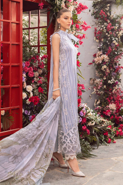 3PC-Printed Lawn Zarri Shirt With Voile Printed Dupatta-1529 - QQ