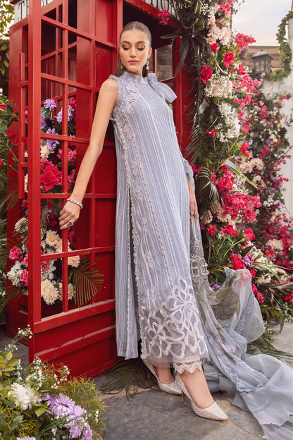 3PC-Printed Lawn Zarri Shirt With Voile Printed Dupatta-1529 - QQ