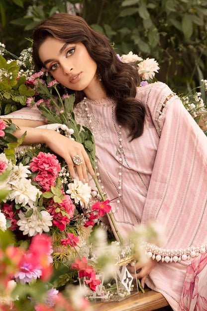 3PC-Printed Lawn Zarri Shirt With Voile Printed Dupatta-1530 - QQ