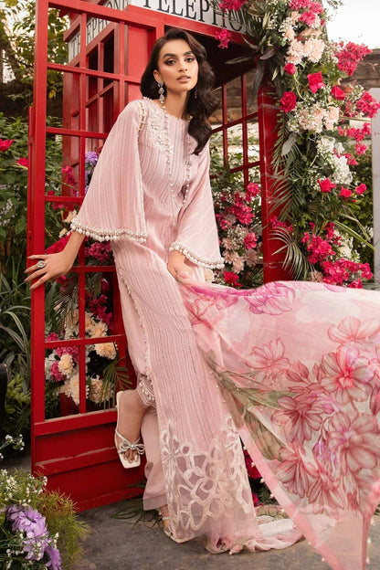 3PC-Printed Lawn Zarri Shirt With Voile Printed Dupatta-1530 - QQ