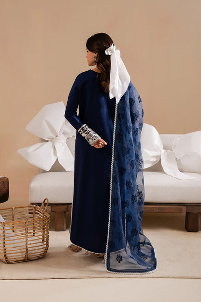 Dhanak-3PC Embroidered Shirt with Digital Printed Wool Shawl - 3367 - QQ