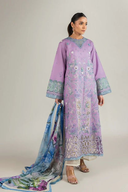 Lawn-3PC Embroidered Shirt with Digital Printed Jacquard Dupatta-1431 - QQ