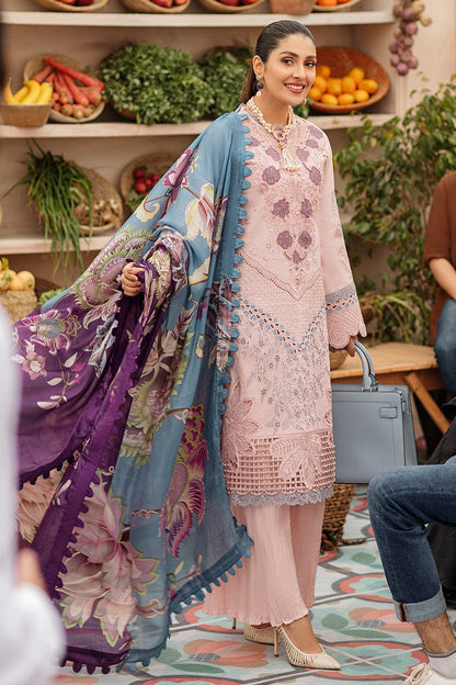 Dhanak-3PC Embroidered Shirt with Digital Printed Wool Shawl-3245 - QQ