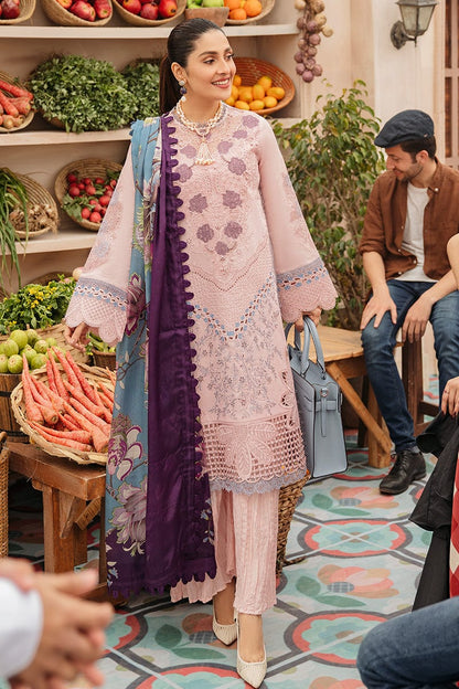 Dhanak-3PC Embroidered Shirt with Digital Printed Wool Shawl-3245 - QQ