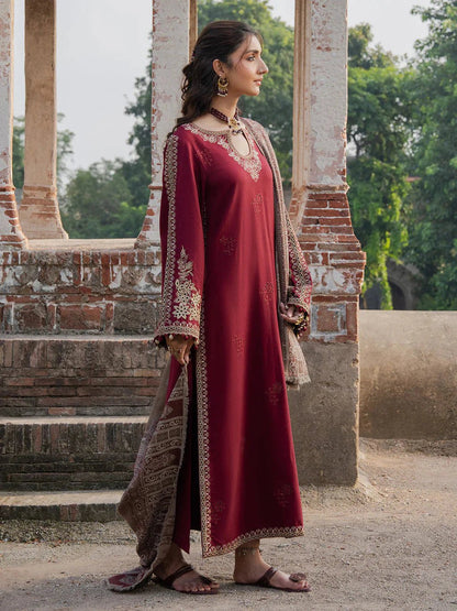 Lawn-3PC Embroidered Shirt With Digital Printed Jauqard Dupatta-5114 - QQ