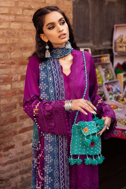 Lawn-3PC Embroidered Shirt with Digital Printed Jacquard Dupatta-1205 - QQ