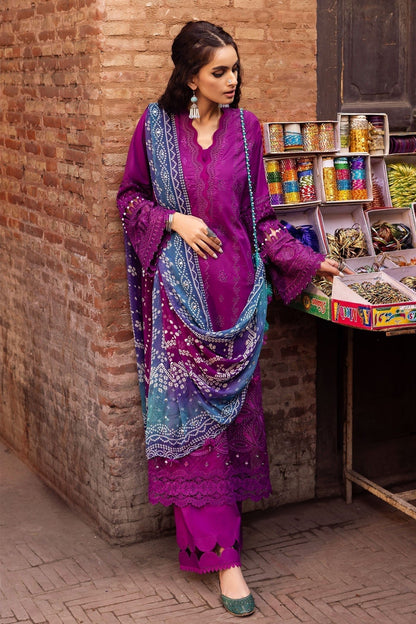 Lawn-3PC Embroidered Shirt with Digital Printed Jacquard Dupatta-1205 - QQ