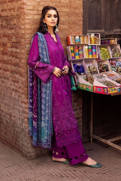 Lawn-3PC Embroidered Shirt with Digital Printed Jacquard Dupatta-1205 - QQ