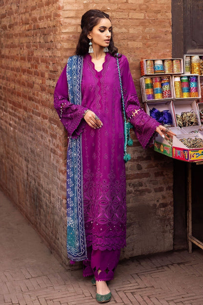 Lawn-3PC Embroidered Shirt with Digital Printed Jacquard Dupatta-1205 - QQ