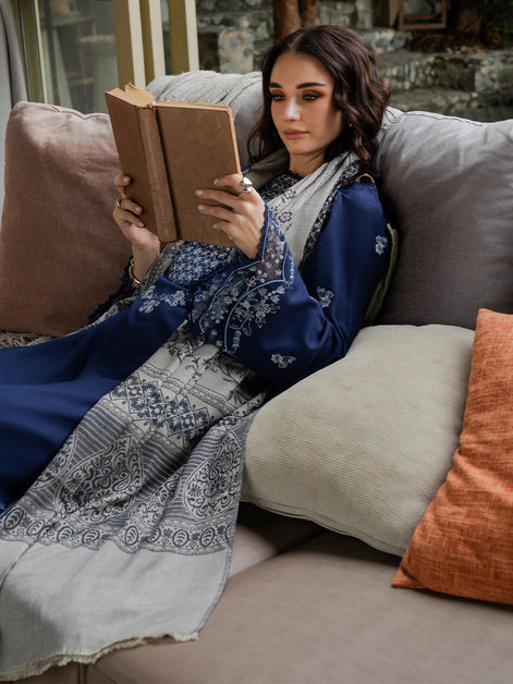 Lawn-3PC Embroidered Shirt With Digital Printed Jauqard Dupatta-5001