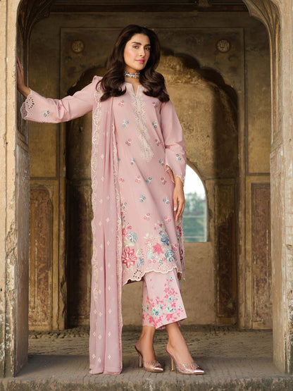 Dhanak-3PC Embroidered Shirt with Chiffon Embroidered Dupatta-3323 - QQ