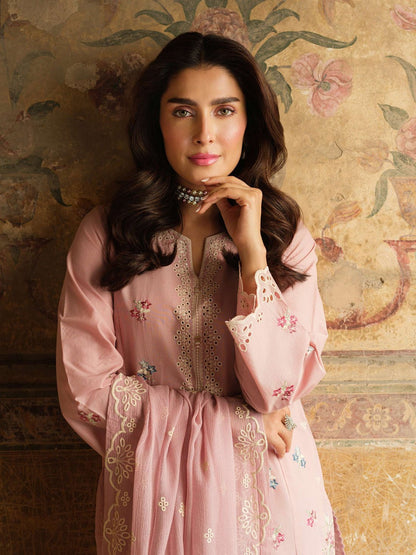 Dhanak-3PC Embroidered Shirt with Chiffon Embroidered Dupatta-3323 - QQ