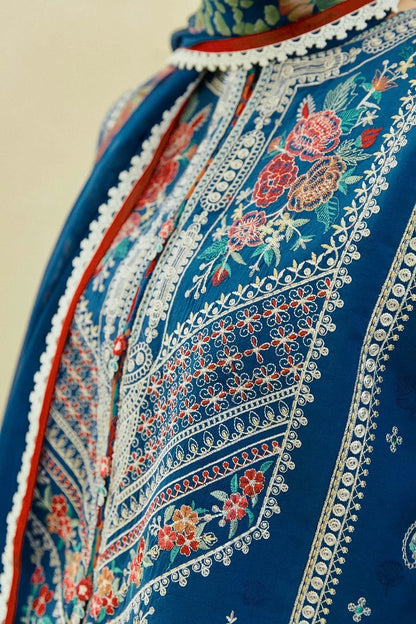 Dhanak-3PC Embroidered Shirt With Digital Printed Wool Shawl-668 - QQ